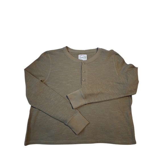 Tecovas Western Women's size Large Double Slub Goblincore Cropped Henley Shirt - Picture 2 of 12